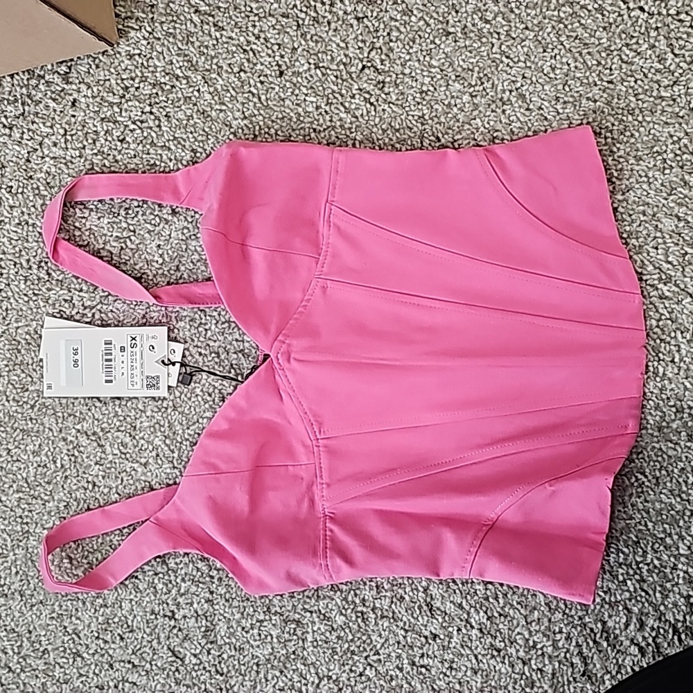 Zara pink bustier corset top